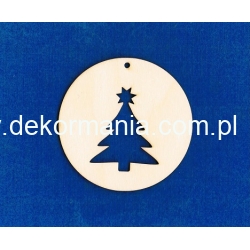 SKLEJKA #3mm Bombka  8cm z wyciętą choinką , zawieszka, bańka